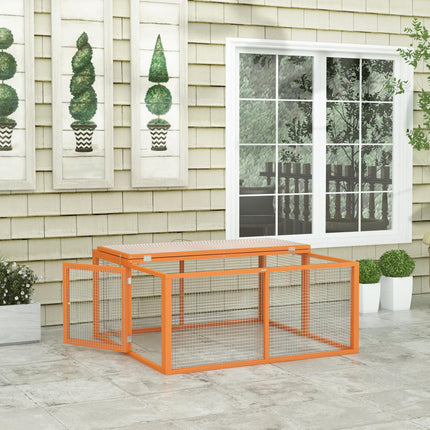 Wooden Folding Rabbit Hutch, for 2-3 Rabbits - Orange
