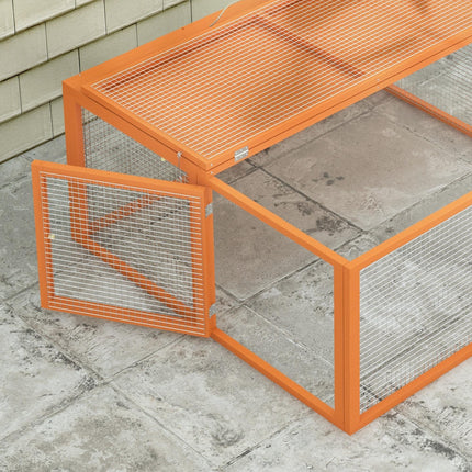 Wooden Folding Rabbit Hutch, for 2-3 Rabbits - Orange