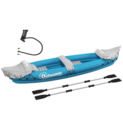 Two-Person Inflatable Kayak Set with Air Pump and Aluminium Oars 318x80x50cm - Blue