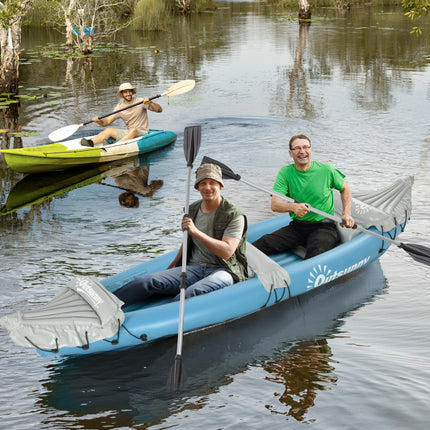 Two-Person Inflatable Kayak Set with Air Pump and Aluminium Oars 318x80x50cm - Blue