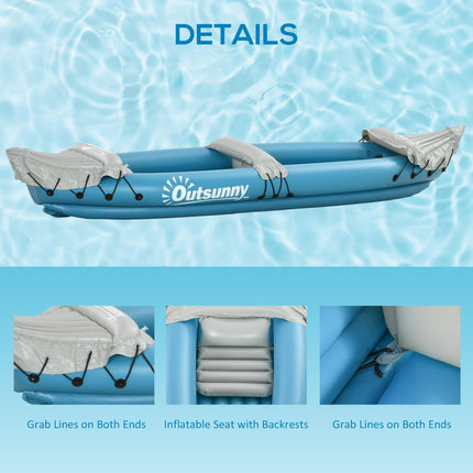 Two-Person Inflatable Kayak Set with Air Pump and Aluminium Oars 318x80x50cm - Blue