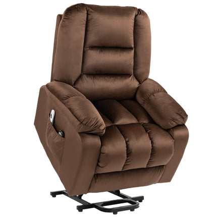 Leathaire Power Lift Reclining Armchair with 8-Point Massage and Heat - Brown