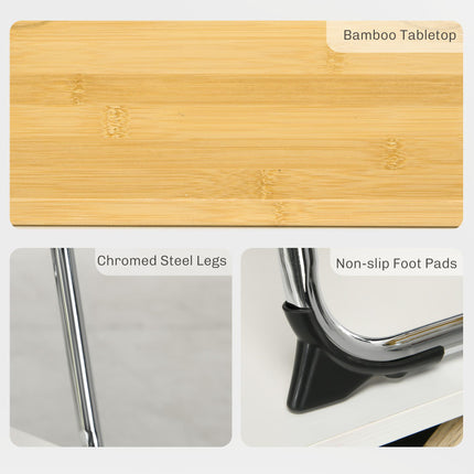 Portable Bamboo Picnic Table with Wine and Glass Holders - Natural