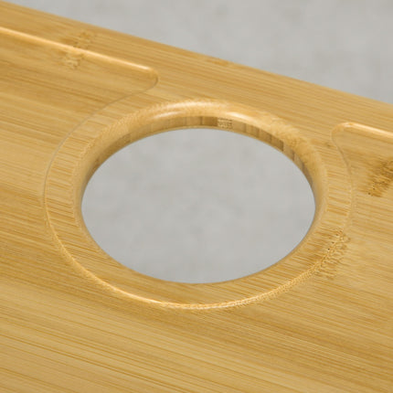 Portable Bamboo Picnic Table with Wine and Glass Holders - Natural