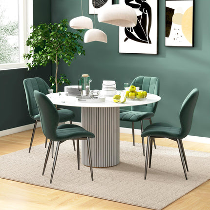 Set of 4 Flannel Relaxed Tub Dining Chairs with Steel Frame - Green
