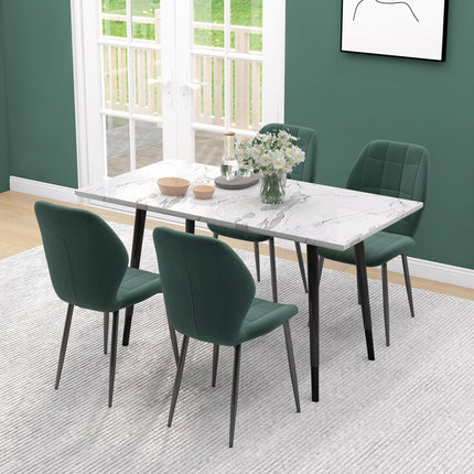 Set of 4 Flannel Relaxed Tub Dining Chairs with Steel Frame - Green