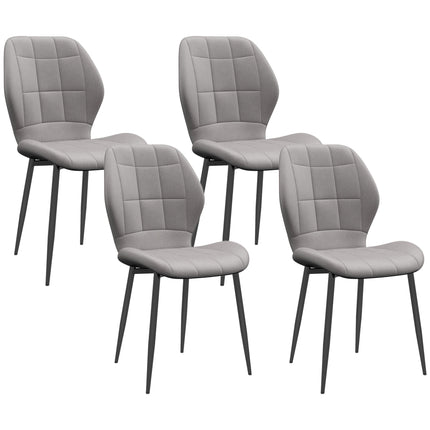 Set of Four Flannel Relaxed Tub Dining Chairs - Light Grey