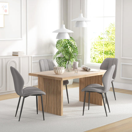 Set of Four Flannel Relaxed Tub Dining Chairs - Light Grey
