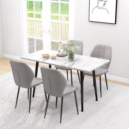 Set of Four Flannel Relaxed Tub Dining Chairs - Light Grey