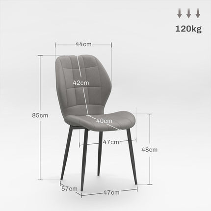 Set of Four Flannel Relaxed Tub Dining Chairs - Light Grey
