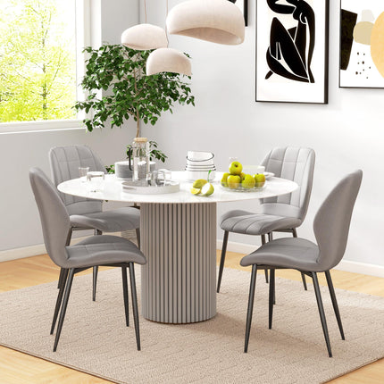Set of Four Flannel Relaxed Tub Dining Chairs - Light Grey