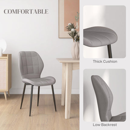 Set of Four Flannel Relaxed Tub Dining Chairs - Light Grey