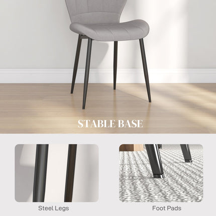 Set of Four Flannel Relaxed Tub Dining Chairs - Light Grey