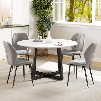 Set of Four Flannel Relaxed Tub Dining Chairs - Light Grey