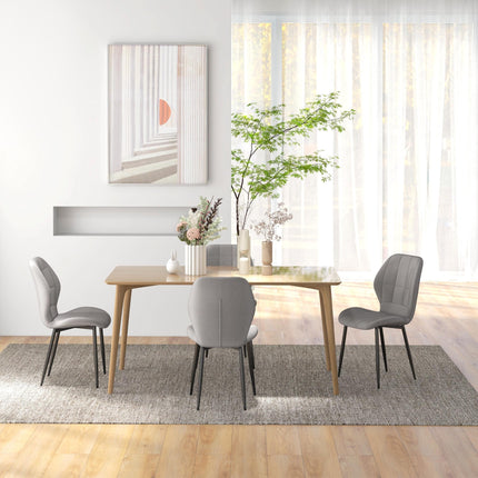 Set of Four Flannel Relaxed Tub Dining Chairs - Light Grey