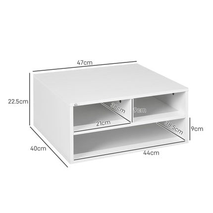Three-Compartment Printer Storage Cabinet with Flat Top Surface - White