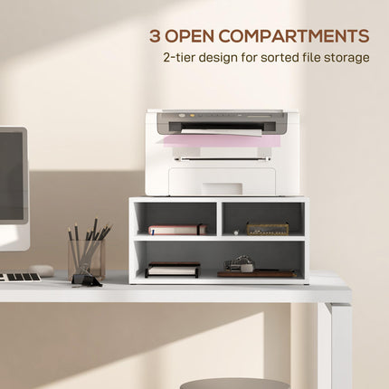 Three-Compartment Printer Storage Cabinet with Flat Top Surface - White