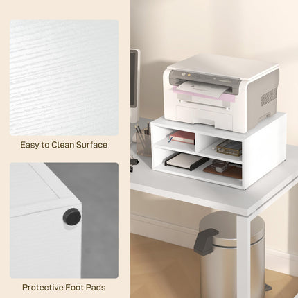 Three-Compartment Printer Storage Cabinet with Flat Top Surface - White