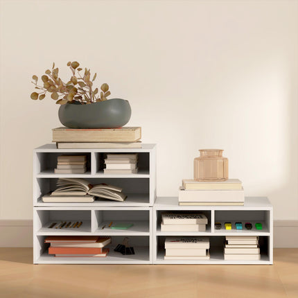 Three-Compartment Printer Storage Cabinet with Flat Top Surface - White