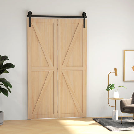 4FT/122CM Heavy Duty Bi-Folding Sliding Barn Door Hardware Track Kit for 2 Doors - Black