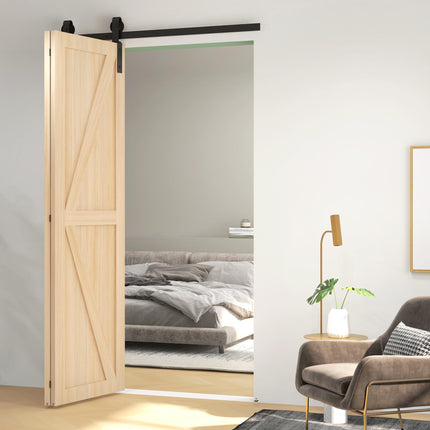 4FT/122CM Heavy Duty Bi-Folding Sliding Barn Door Hardware Track Kit for 2 Doors - Black