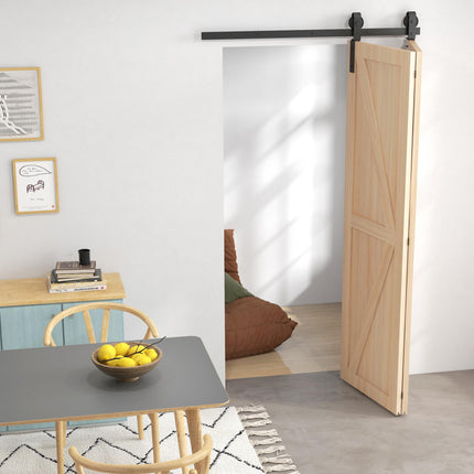 4FT/122CM Heavy Duty Bi-Folding Sliding Barn Door Hardware Track Kit for 2 Doors - Black