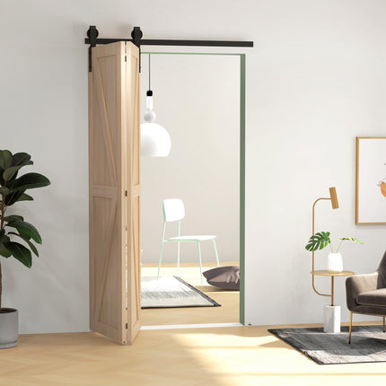 4FT/122CM Heavy Duty Bi-Folding Sliding Barn Door Hardware Track Kit for 2 Doors - Black