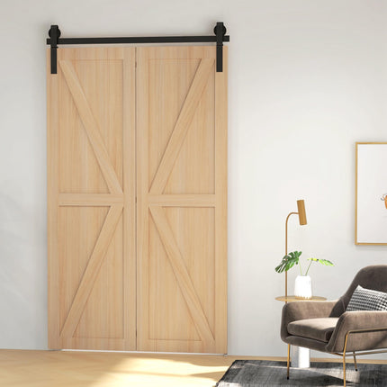 4FT/122CM Heavy Duty Bi-Folding Sliding Barn Door Hardware Track Kit for 2 Doors - Black