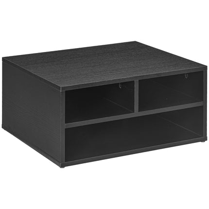 Three-Compartment Printer Storage Cabinet with Open Shelves - Black