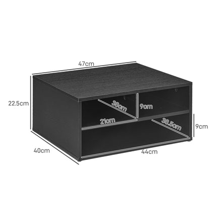 Three-Compartment Printer Storage Cabinet with Open Shelves - Black