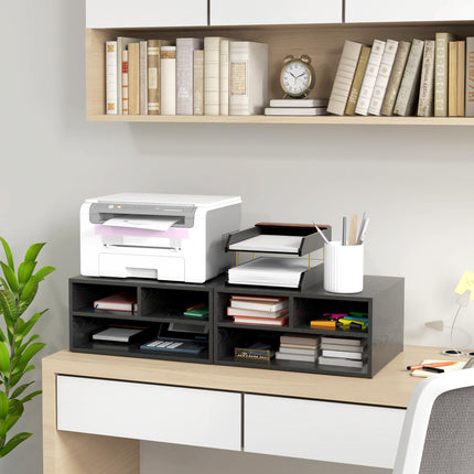 Three-Compartment Printer Storage Cabinet with Open Shelves - Black