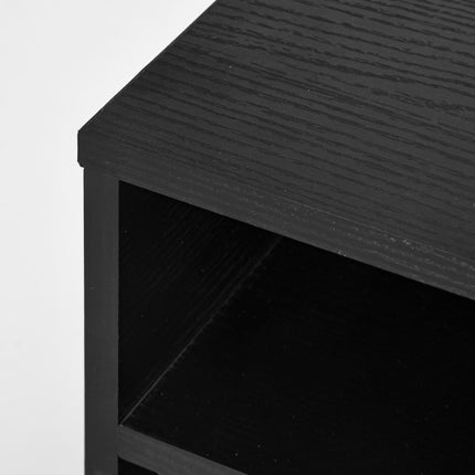 Three-Compartment Printer Storage Cabinet with Open Shelves - Black