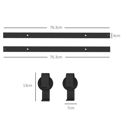 5ft Bi-Folding Sliding Barn Door Hardware Kit with J-Rollers - Black