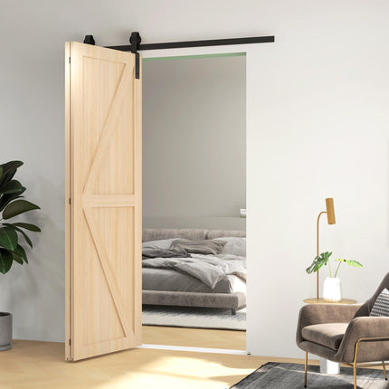 5ft Bi-Folding Sliding Barn Door Hardware Kit with J-Rollers - Black