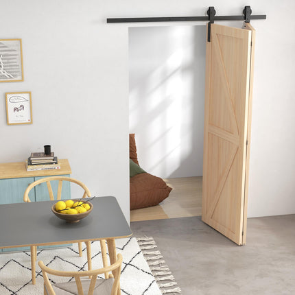 5ft Bi-Folding Sliding Barn Door Hardware Kit with J-Rollers - Black