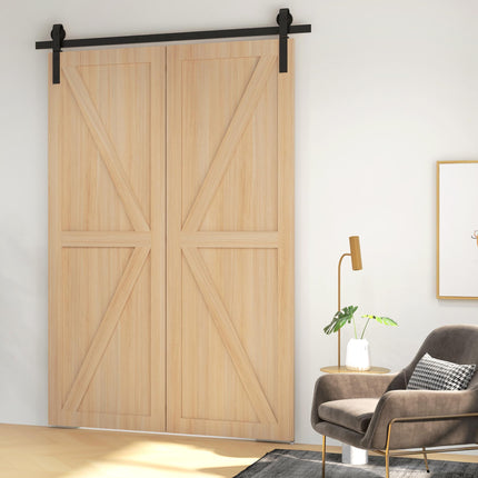 5ft Bi-Folding Sliding Barn Door Hardware Kit with J-Rollers - Black