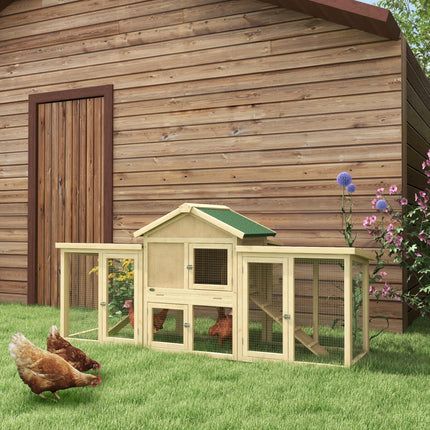 Large Chicken Coop, Wooden Garden Hen House, Poultry Coops Cages with Run, Nesti