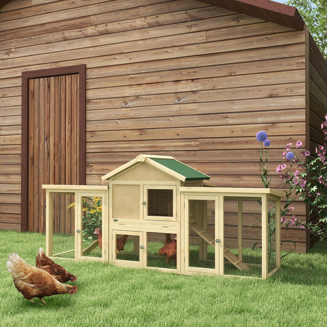 Large Chicken Coop, Wooden Garden Hen House, Poultry Coops Cages with Run, Nesti
