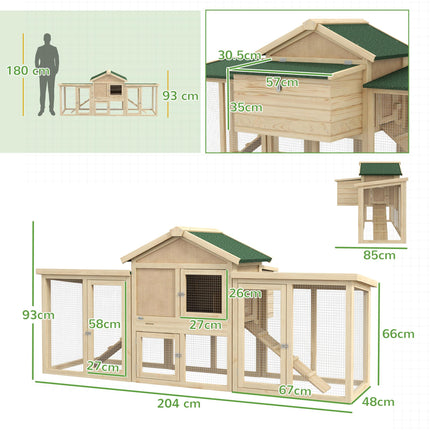 Large Chicken Coop, Wooden Garden Hen House, Poultry Coops Cages with Run, Nesti