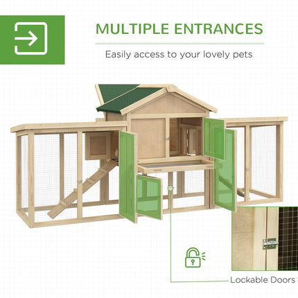 Large Chicken Coop, Wooden Garden Hen House, Poultry Coops Cages with Run, Nesti