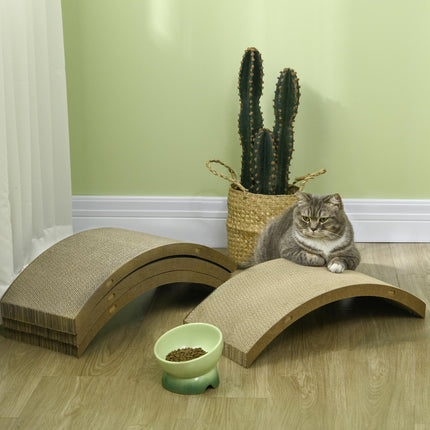 Four-Piece Cat Scratching Board, Cat Treadmill Replacement, 55 x 26cm - Brown