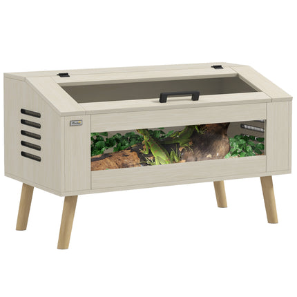 140L Vivarium for Snakes, Lizards, Frogs, Chameleons, Hamsters & Gerbils with Tempered Glass Windows - Oak Tone