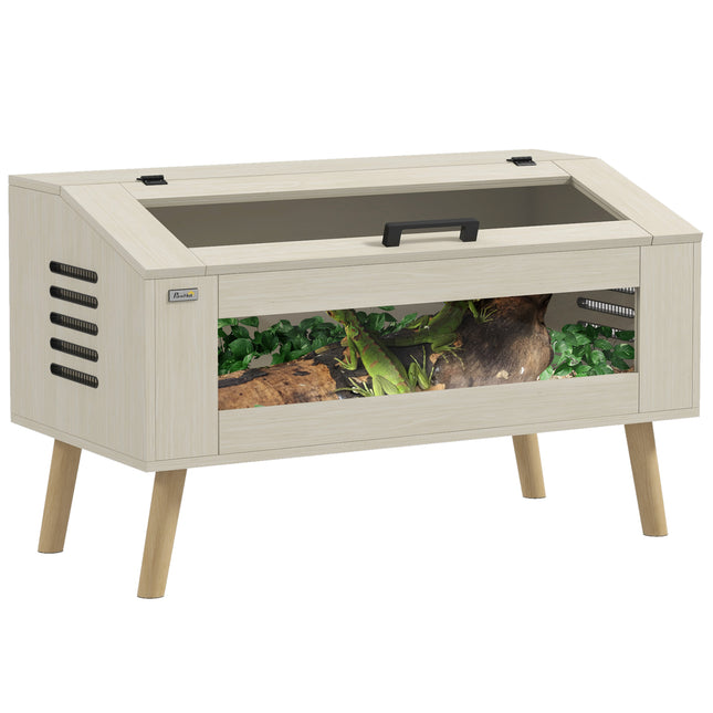 140L Vivarium for Snakes, Lizards, Frogs, Chameleons, Hamsters & Gerbils with Tempered Glass Windows - Oak Tone