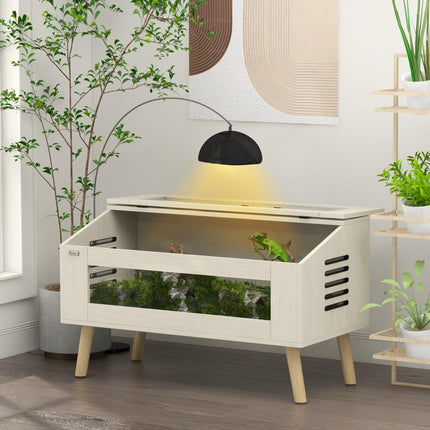 140L Vivarium for Snakes, Lizards, Frogs, Chameleons, Hamsters & Gerbils with Tempered Glass Windows - Oak Tone