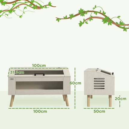 140L Vivarium for Snakes, Lizards, Frogs, Chameleons, Hamsters & Gerbils with Tempered Glass Windows - Oak Tone