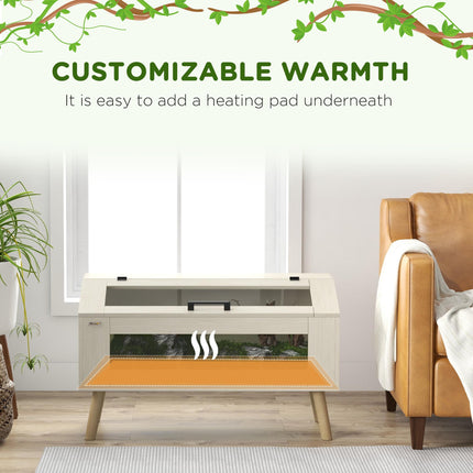 140L Vivarium for Snakes, Lizards, Frogs, Chameleons, Hamsters & Gerbils with Tempered Glass Windows - Oak Tone