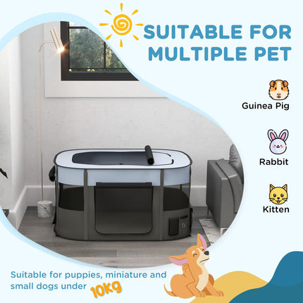 Foldable Portable Dog Pen with Ground Stakes and Storage Bag for Indoor Outdoor Use - Grey