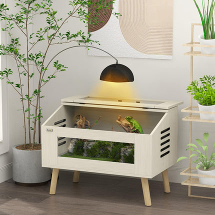 111L Vivarium for Snakes, Lizards, Frogs, Chameleons, Hamsters & Gerbils with Tempered Glass Windows - Oak Tone