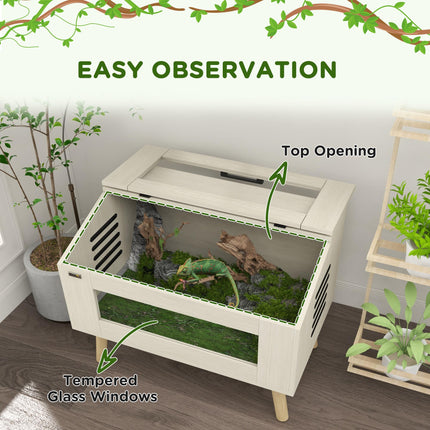 111L Vivarium for Snakes, Lizards, Frogs, Chameleons, Hamsters & Gerbils with Tempered Glass Windows - Oak Tone