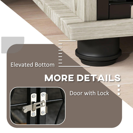 Dog Crate Furniture End Table for Large Dogs with Plush Washable Cushion and Lockable Door - Grey Wood Effect